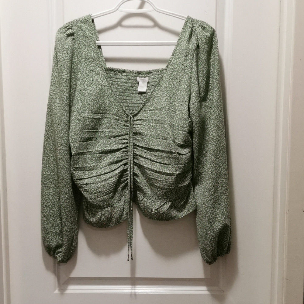 H&M Green Ruched‎ Blouse